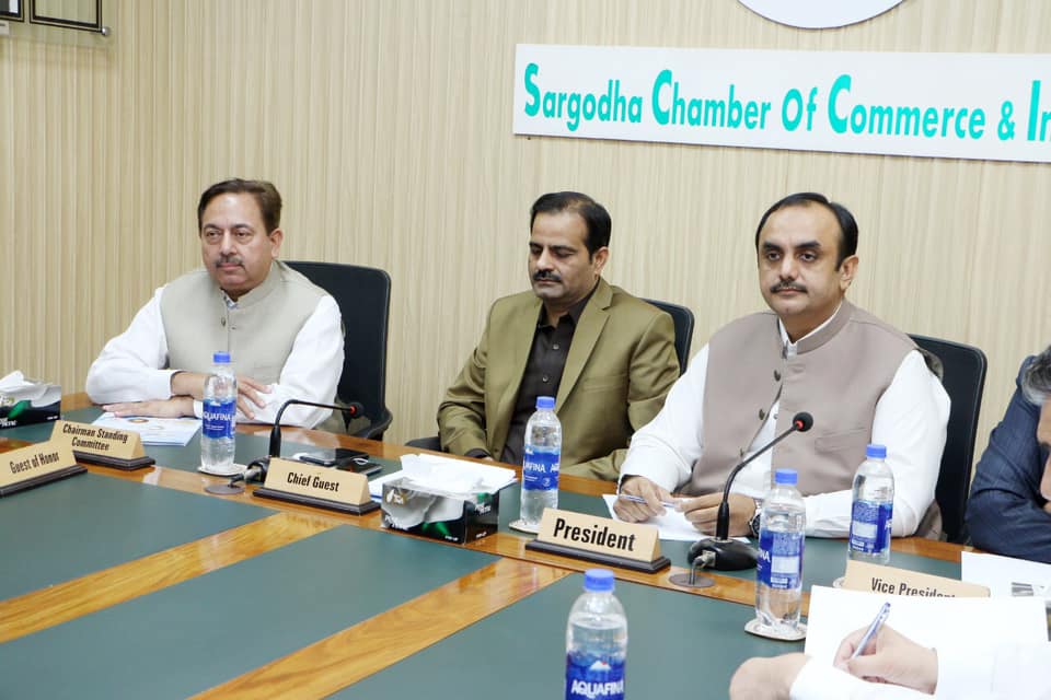 President SCC&I Mr. Shoaib Ahmad Basra chaired a meeting on the Visit of Muhammad Asghar Joyia Deputy Commissioner Sargodha at Chamber office.